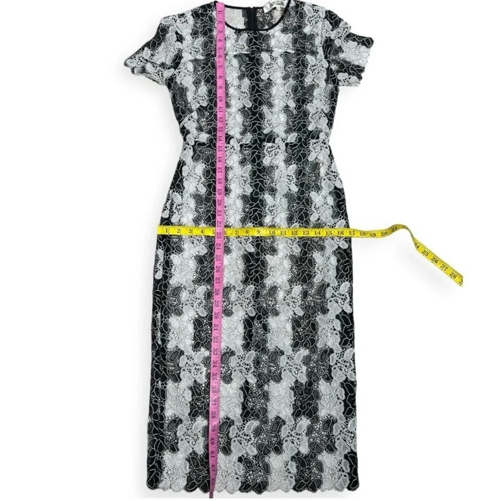 Diane von Furstenberg black and white macramé floral Guipure lace dress Size 2 - Picture 8 of 14